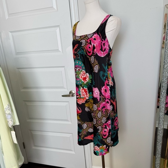 Natori Vibrant Floral Sleeveless satin slip Dress S y2k - Picture 3 of 7